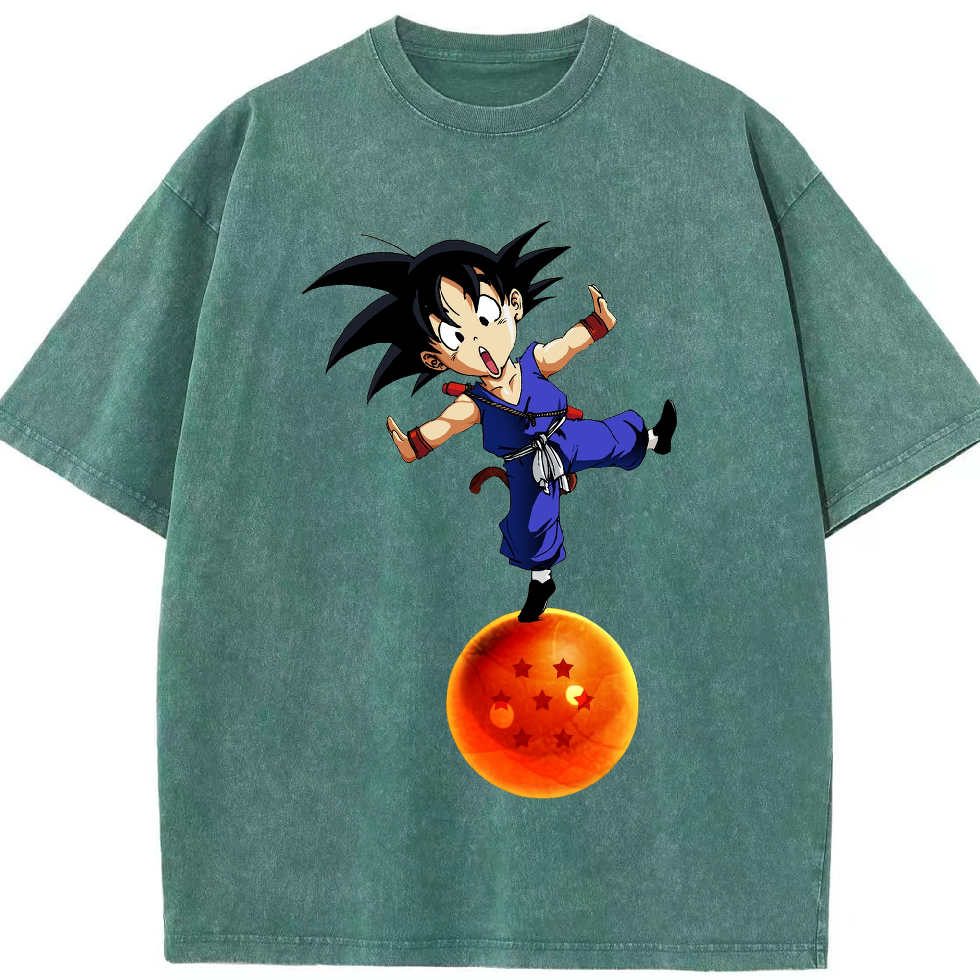 （画像用） ドラゴンボール 孫悟空（そん ごくう）Son Goku カカロット DRAGON BALL Kakarotto 綿100% ヴィンテージ風 半袖Tシャツ（フロントプリント）